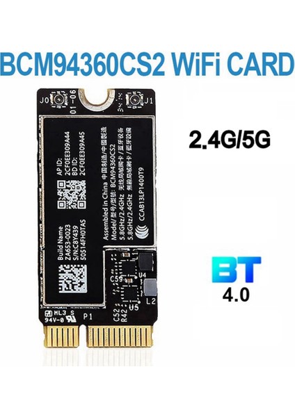 BCM94360CS2 Çift Bantlı Wifi Kartı + Ngff M.2 Anahtar A/e Adaptör Kartı Wıfı Bt 4.0 802.11AC Kartı 11 Inç A1465 13 Inç A1466 (Yurt Dışından)