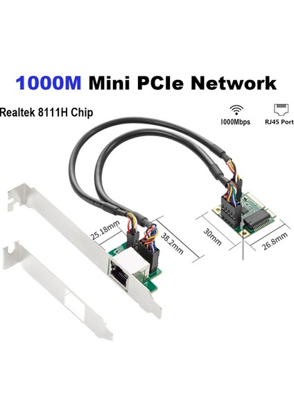 Mini Pcıe Gigabit 1000M Kablolu Ağ Kartı Ethernet Tek Ağ Tek Ağızlı RJ45 Ücretsiz RTL8111H Çip (Yurt Dışından)