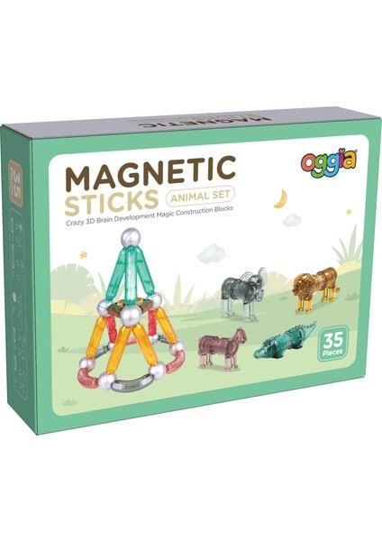 Magnetic Sticks 35 Parça Premium Manyetik Çubuklar, Bloklar, Setler