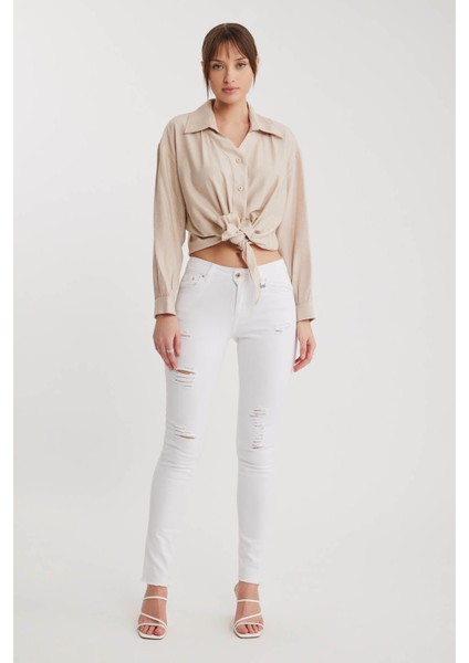 Önü Bağlamalı Düşük Omuz Uzun Kol Gömlek fiyatları