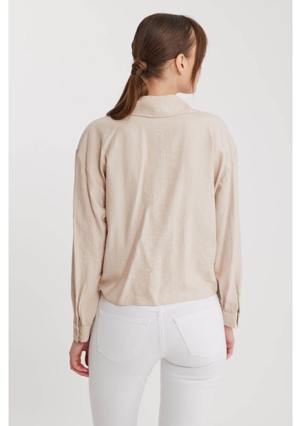 Önü Bağlamalı Düşük Omuz Uzun Kol Gömlek indirimleri