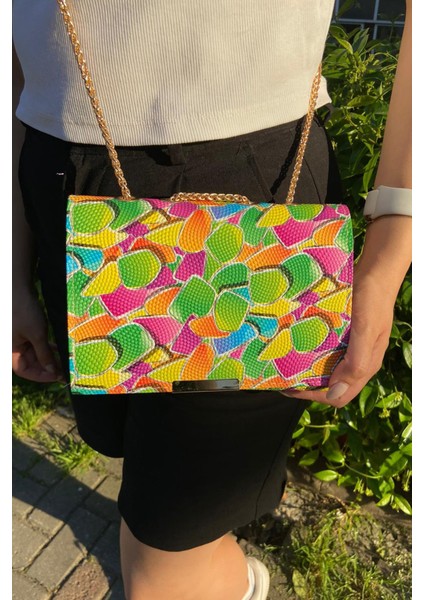 072 4800 Desenli Omuz Çanta Renkli Desenli Tek Ebat