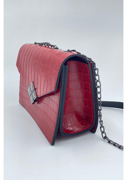 021 2501 Kroko Kadın El ve Omuz Çantası Kırmızı Tek Ebat fiyatları