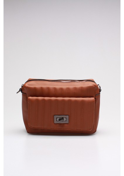 012 22005 Saten Kadın Omuz Çantası Taba Tek Ebat