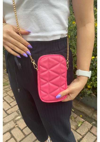 032 3200 Kroko Zincir Askılı Omuz Çantası Pembe Kapitone Tek Ebat fiyatları