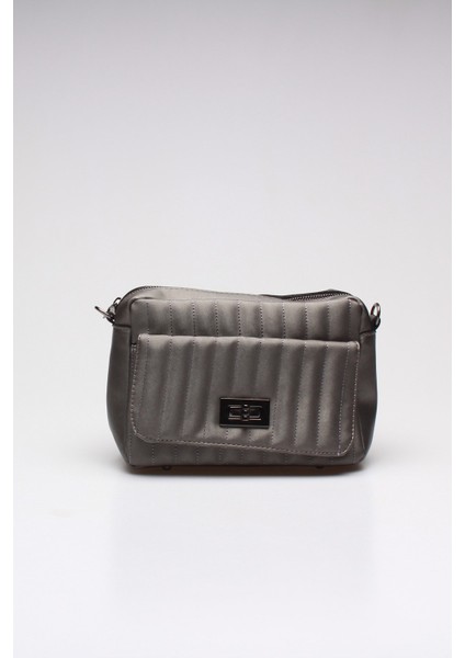 012 22005 Saten Kadın Omuz Çantası Füme Tek Ebat