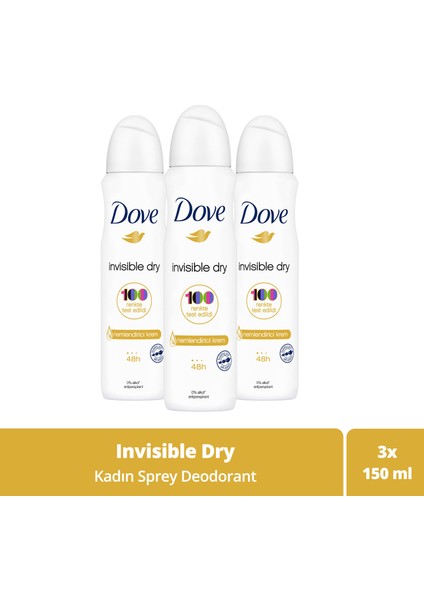 Kadın Deodorant Invisible Dry 150 ml - 3'lü Paket