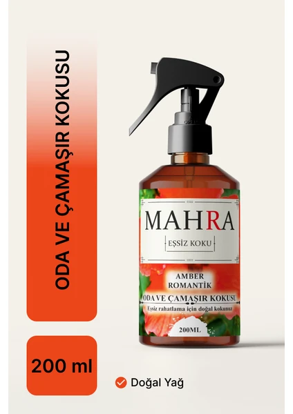 Mahra Amber Romantik Oda ve Çamaşır Spreyi Oda Kokusu  Room Spray 200ML