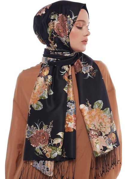 Ipekevi Desenli Ipek Şal - Misk Gülü Desen - Siyah fiyatları