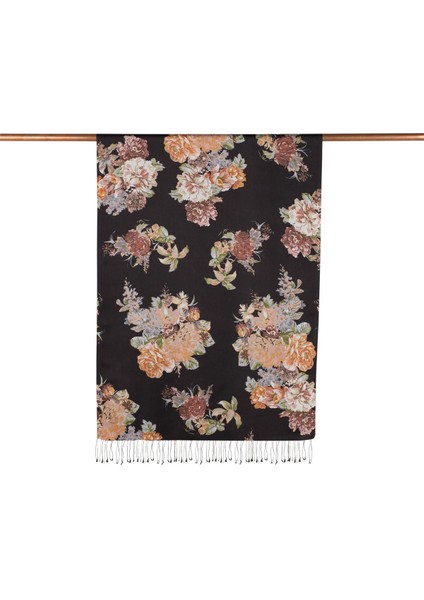 Ipekevi Desenli Ipek Şal - Misk Gülü Desen - Siyah modelleri