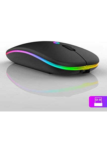 Sessiz 2.4g+ Bluetooth 5.2 Bağlantılı Rgb 1600 Dpı Optik Mouse