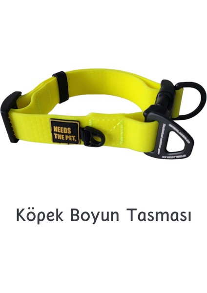 Su Geçirmez Sağlam D-halkalı Sarı Köpek Boyun Tasması - Small