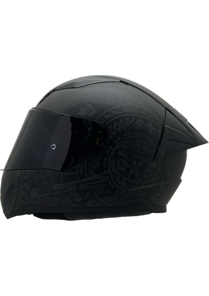 Rapıd 2 Takaroa Mat Siyah Kask Renkli Cam+Spoiler
