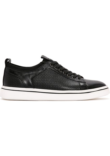 Erkek Siyah Bağcıklı Deri Sneaker