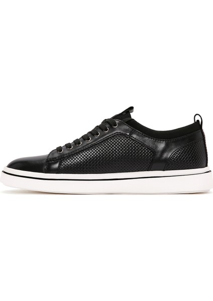 Erkek Siyah Bağcıklı Deri Sneaker