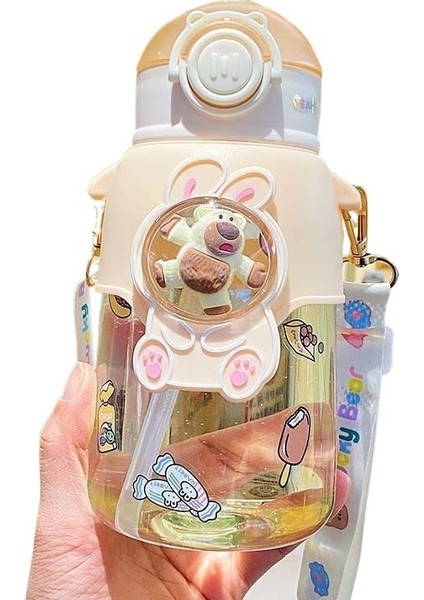 Çapraz Askılı Sevimli Çilek Ayı Saman Bardağı (Yurt Dışından)