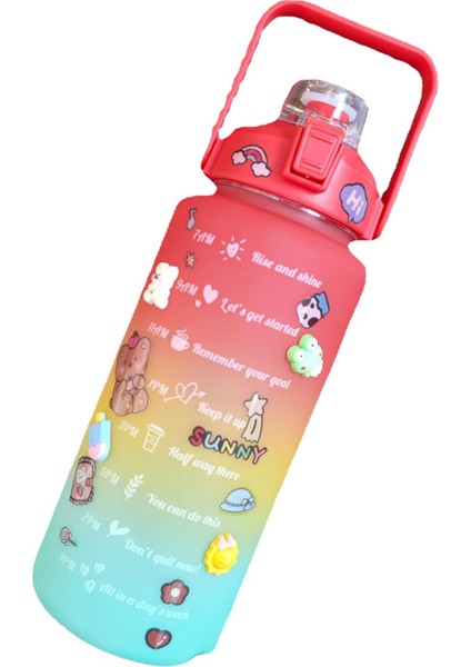 Degrade Üç Renkli Uzay Fincanı Buzlu Çift Içme Samanı Büyük Kapasiteli Su Isıtıcısı 2000ML (Yurt Dışından)