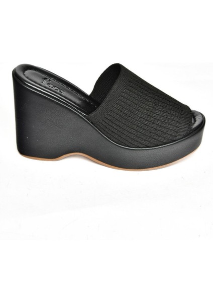 S250460104 Siyah Triko Kumaş Dolgu Tabanlı Kadın Terlik indirimleri