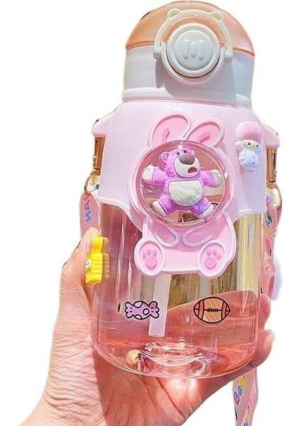 Çapraz Askılı Sevimli Çilek Ayı Saman Bardağı (Yurt Dışından)