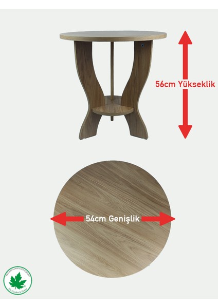 Ahşap Yuvarlak Yan Sehpa, Dekoratif Sehpa, Portatif Sehpa, Demonte Sehpa