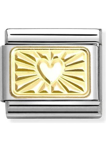 Composable Classic Dekoratif Link - Gravür - Elmas Kalp - (58 Diamond Heart) 18K Altın