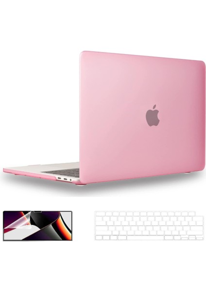 Apple MacBook Pro 14.2 M1 Çipli 2023 Darbelere Dayanıklı Buzlu Matte Ön Arka Kapak Kılıf ve Koruyucu Set A2442