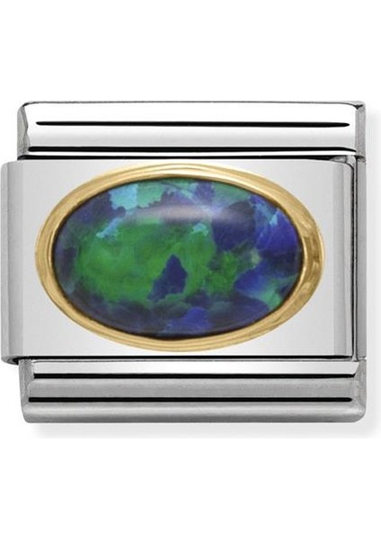 Composable Classic Dekoratif Link - Taşlar Oval - Yeşil Opal - (26 Green Opal) 18K Altın