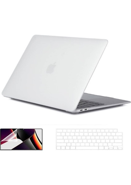 Apple MacBook Air 13.6 M3 2024 Darbelere Dayanıklı Buzlu Matte Ön Arka Kapak Kılıf ve Koruyucu Set A3113