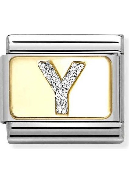 Composable Classic Dekoratif Link - Harfler Pırıltılı - Y - (25 Y) 18K Altın