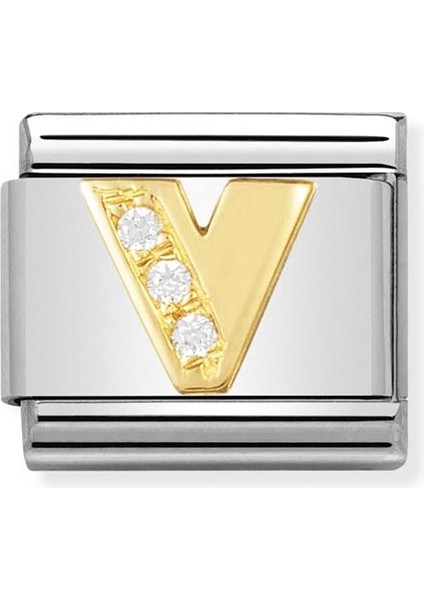 Composable Classic Dekoratif Link - Harfler Cz - V - (22 V) 18K Altın Zirkon