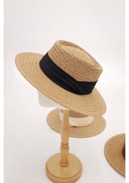 Kadın Ayarlanabilir Hasır Şapka Camel Yumuşak Dokulu Plaj Tatil Şapkası fiyatları