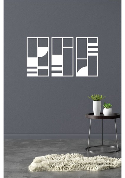 Minimalist Geometrik Ahşap Duvar Dekoru, 3 Lü Tablo modelleri