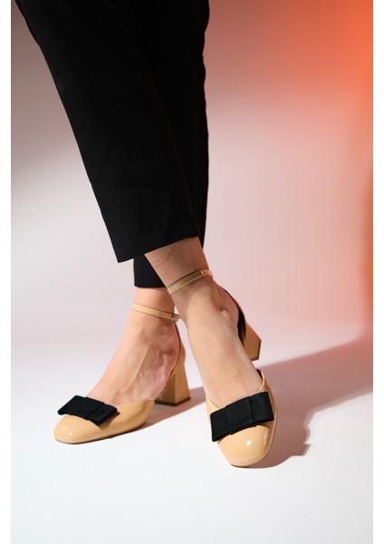 Brıt Koyu Bej Rugan Kadın Fiyonklu Kalın Topuklu Ayakkabı modelleri