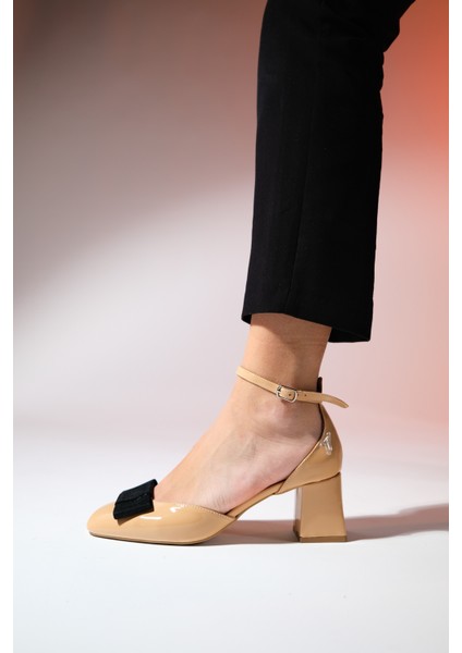 Brıt Koyu Bej Rugan Kadın Fiyonklu Kalın Topuklu Ayakkabı fırsatları