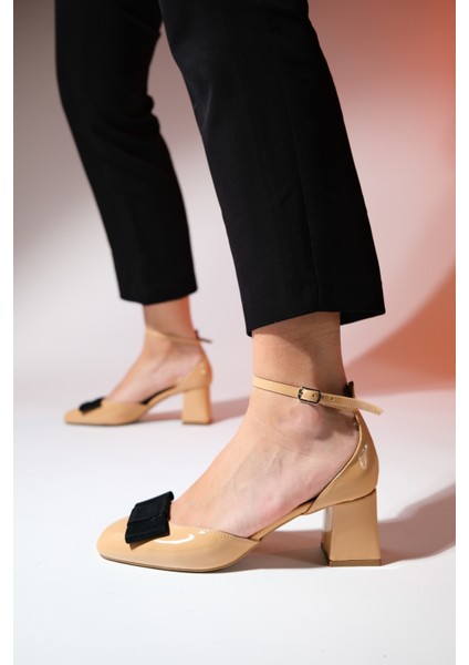 Brıt Koyu Bej Rugan Kadın Fiyonklu Kalın Topuklu Ayakkabı indirimleri