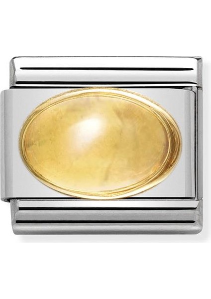 Composable Classic Dekoratif Link - Taşlar Oval - Sitrin - (07 Cıtrıne) 18K Altın