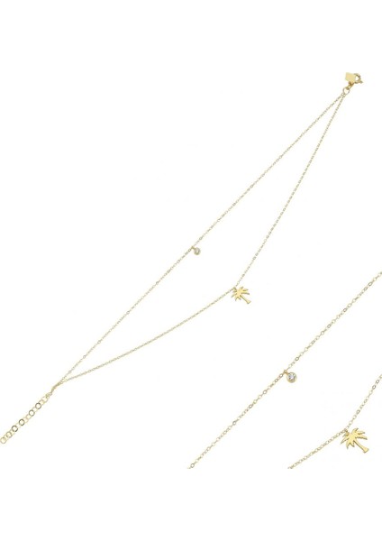 14 Ayar Palmiye Ağacı Altın Halhal