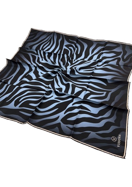 Twill İpek Eşarp - 6259 - 0031-0001 İndigo Siyah