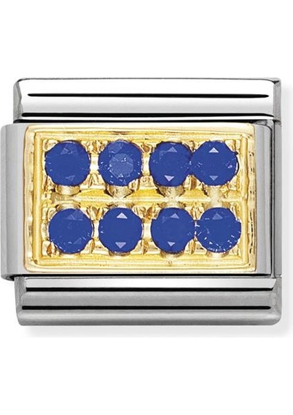 Composable Classic Dekoratif Link - Taş Kaplama - Taşlı Plaka - (04 Blue) 18K Altın Zirkon