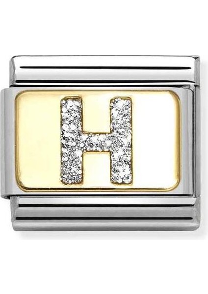 Composable Classic Dekoratif Link - Harfler Pırıltılı - H - (08 H) 18K Altın