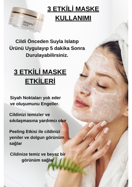 Deepsy Care 3'lü Etki Maske Beyazlatıcı Peeling Cleaning