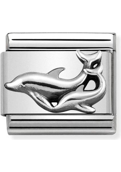 Composable Classic Dekoratif Link - Oksitlenmiş Semboller - Yunus - 925 Gümüş