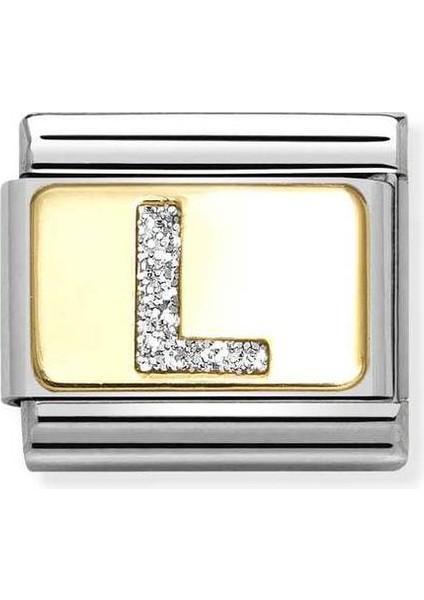 Composable Classic Dekoratif Link - Harfler Pırıltılı - L - (12 L) 18K Altın
