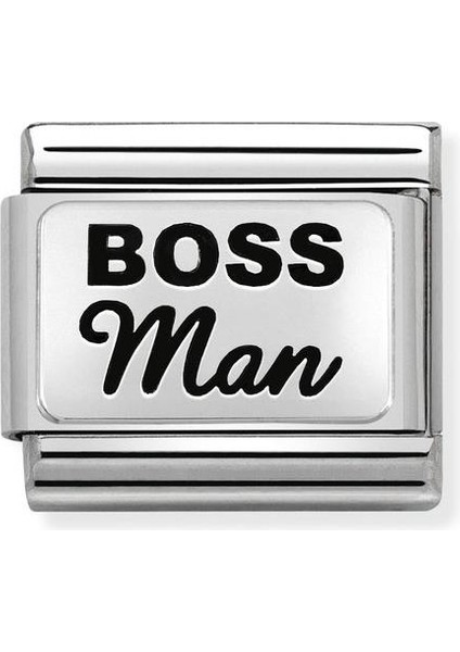 Composable Classic Dekoratif Link - Plakalar Oksitlenmiş - Patron Adam - 925 Gümüş