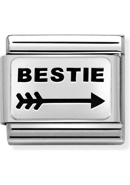 Composable Classic Dekoratif Link - Plakalar Oksitlenmiş - En Iyi Arkadaş - 925 Gümüş