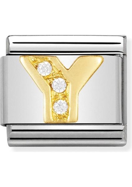 Composable Classic Dekoratif Link - Harfler Cz - Y - (25 Y) 18K Altın Zirkon