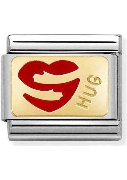 Composable Classic Dekoratif Link - Plakalar - Kalp Sarısı - (49 Heart Hug) 18K Altın