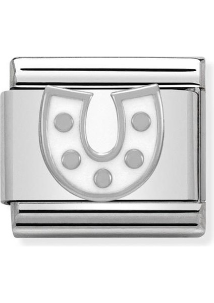 Composable Classic Dekoratif Link - Semboller - Nal - (07 White Horseshoe) 925 Gümüş