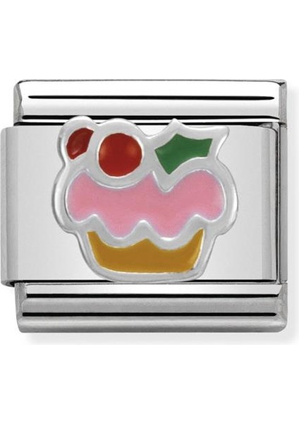 Composable Classic Dekoratif Link - Semboller - Kek - (10 Cupcake) 925 Gümüş