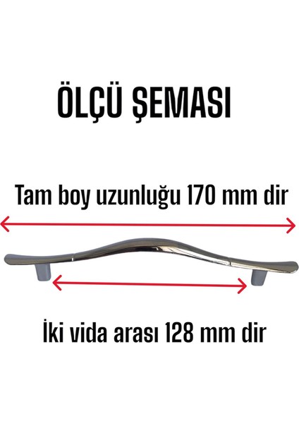 Ördek Kulp Krom 128 mm Kulp Mobilya Mutfak Dolabı Çekmece Dolap Kapak Kulpu Kulbu Metal Kulp (8 Adet)